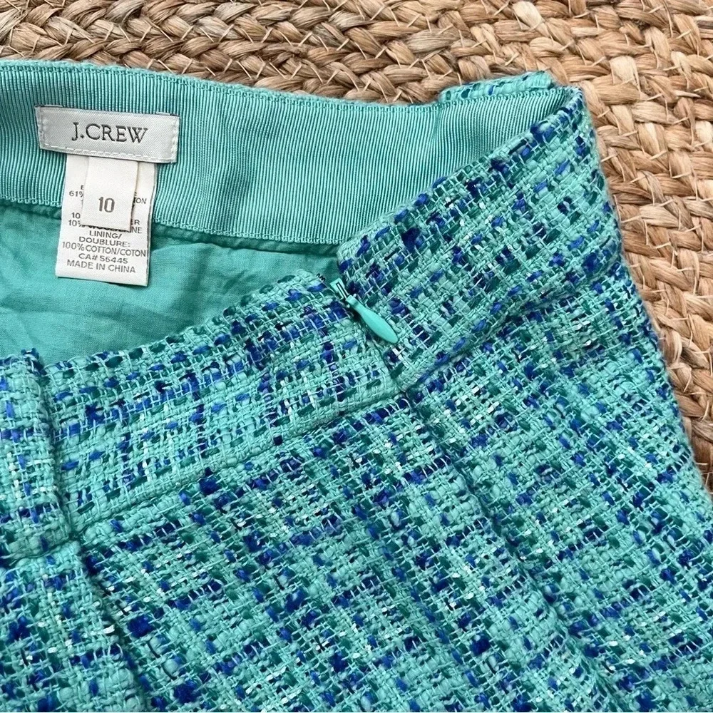 J CREW BLUE GREEN TEAL TEXTURE PLAID SKIRT WOMENS SIZE 10
